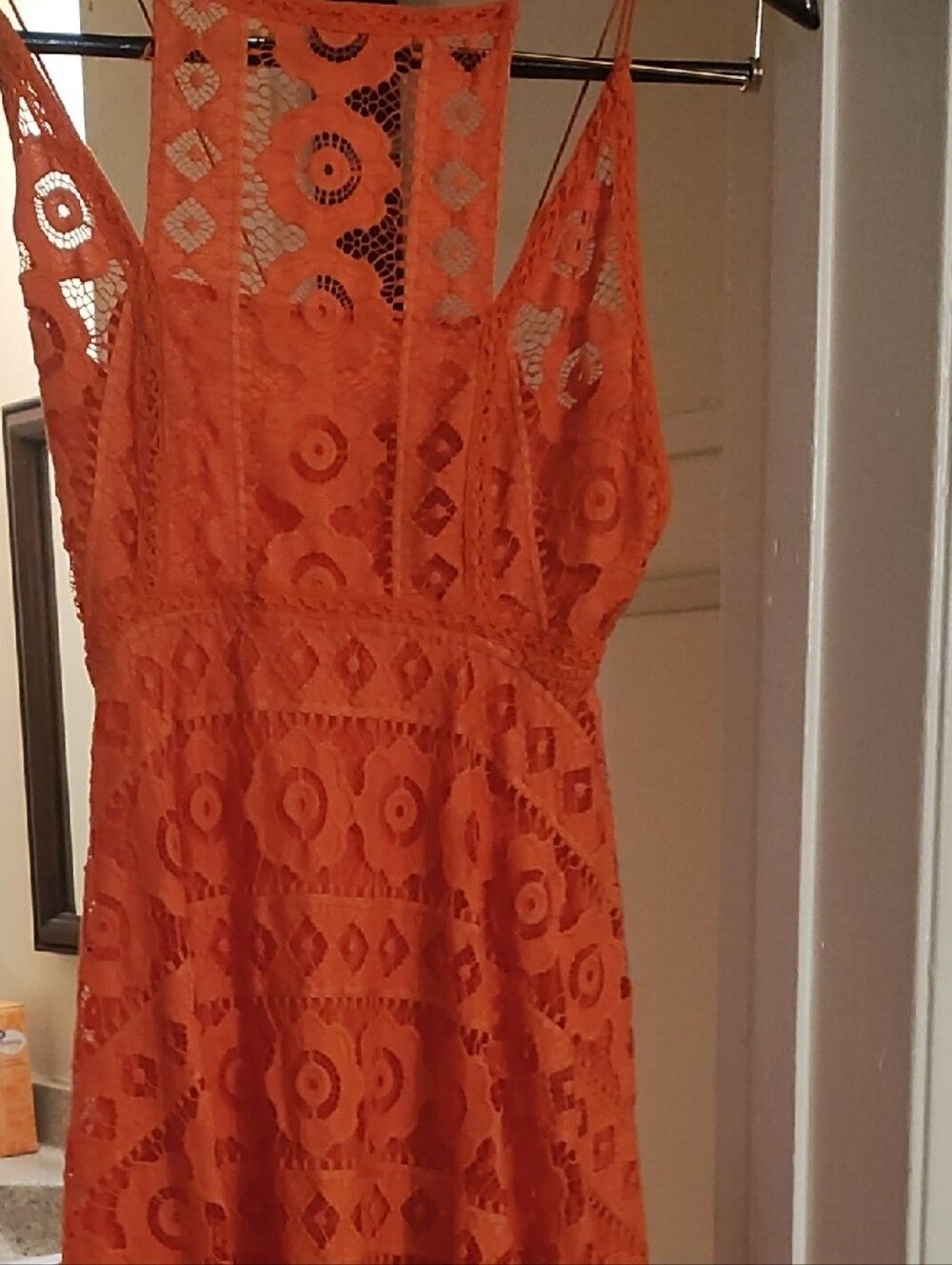 Free People Orange Crochet Mini Dress